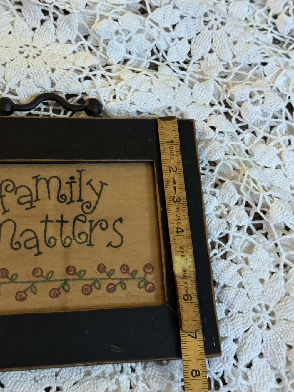 Primitive Family Matters Framed Folk Art Sampler Rustic Country Decor